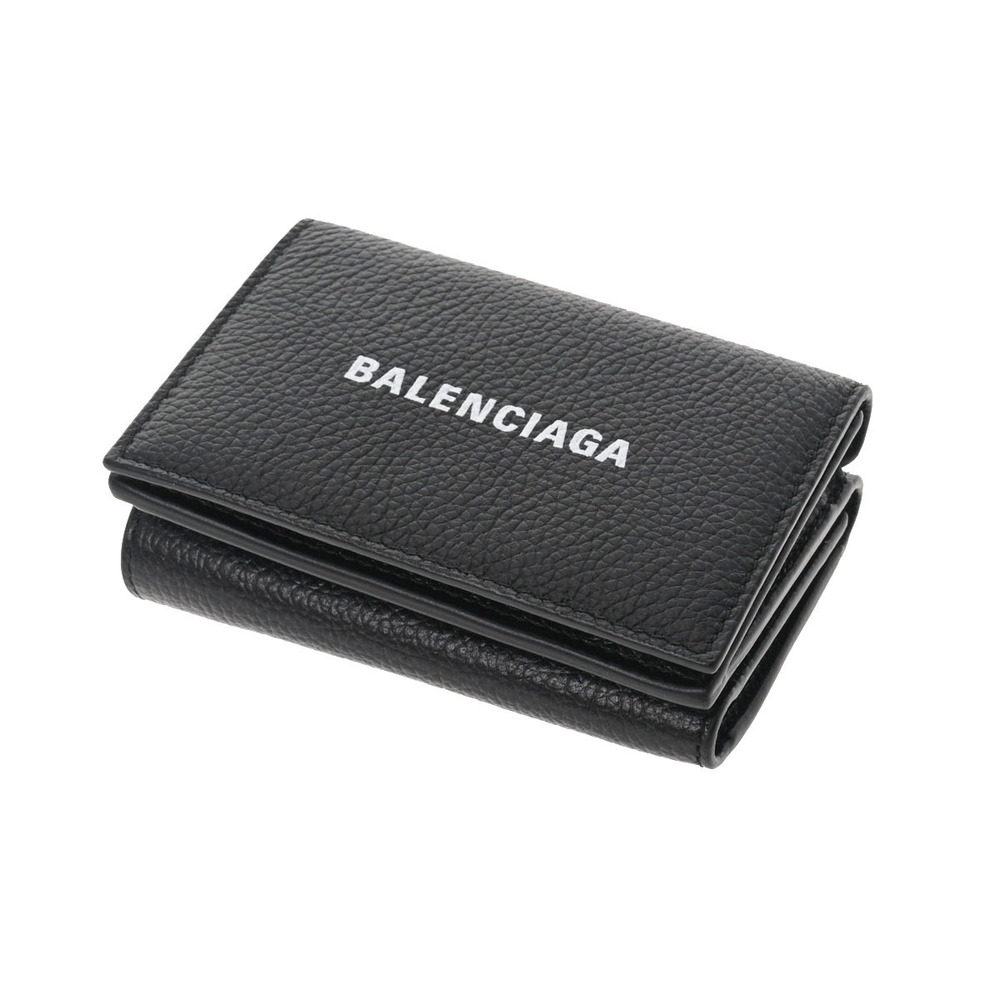 Balenciaga Cash Calfskin Compact Black fold Wallet Tri - Picture 3 of 12